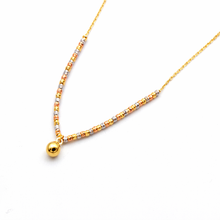 Real Gold 3 Color Beads with Hanging Ball Adjustable Size Necklace 0473 (45 C.M) N1537
