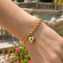 Real Gold Timeless 3D Heart Lock Bracelet 3964 BR1921