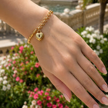 Real Gold Timeless 3D Heart Lock Bracelet 3964 BR1921