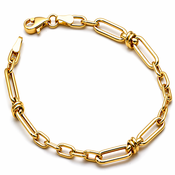 Real Gold Paper Clip with Link Locks Cable Bracelet (19 C.M) 4183 BR1902