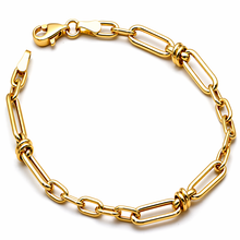 Real Gold Paper Clip with Link Locks Cable Bracelet (17 C.M) 4183 BR1903