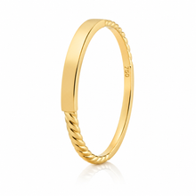 Real Gold Plain Twisted Plate Ring 0125 (Size 8) R1782