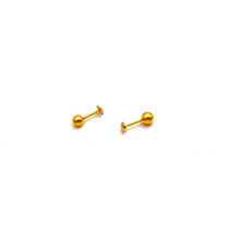 Real Gold 4 MM Round Studs with Long Screw Tops Ideal for Ear and Nose Piercings E1876