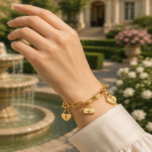 Real Gold 3D Dangler Heart Lock Charms Bracelet (17 C.M) 1309 BR1898