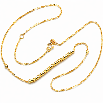 Real Gold Plain Beads Balls 2MM chain Adjustable Size Necklace (40+5 = 45 C.M) 1337/2 N1553