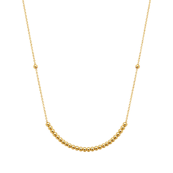 Real Gold Plain Beads Balls 2MM chain Adjustable Size Necklace (40+5 = 45 C.M) 1337/2 N1553