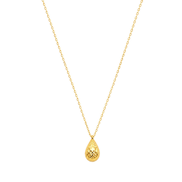Real Gold Glittering Movable Oval Teardrop Water Drop Necklace - Model 1392 N1431