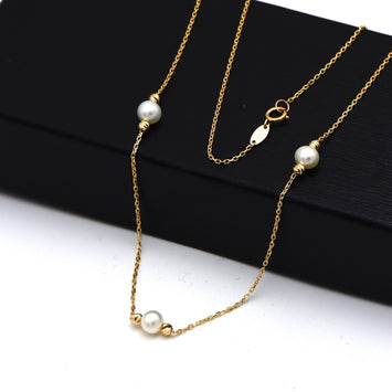 Real Gold 3 Pearl Adjustable Size Necklace (45 cm) 0534 N1511