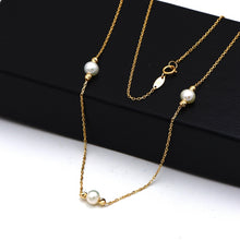 Real Gold 3 Pearl Adjustable Size Necklace (45 cm) 0534 N1511