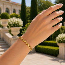 Real Gold Solid Thick Wide Chain Men and Unisex Bracelet (18 cm) - Model 1500 BR1913