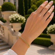 Real Gold Solid Thick Wide Chain Men and Unisex Bracelet (18 cm) - Model 1500 BR1913