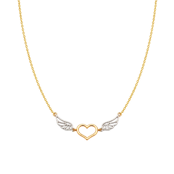 Real Gold 3 Color Heart with Wings Chain Necklace (45 C.M) 1600 N1550