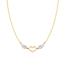 Real Gold 3 Color Heart with Wings Chain Necklace (45 C.M) 1600 N1550