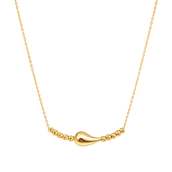 Real Gold 10 Balls With Teardrop Adjustable Size Necklace (40 + 5= 45 C.M) 1675 N1491
