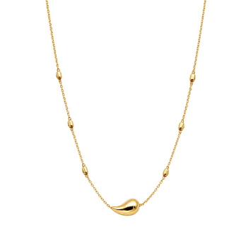 Real Gold 1 Teardrop with Textured Roller Adjustable Size Necklace (40+5 = 45 C.M) 1676 N1539