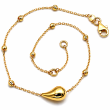 Real Gold Teardrop with Textured Roller Adjustable Size Anklet (23+2 = 25 C.M) 1676 A1355