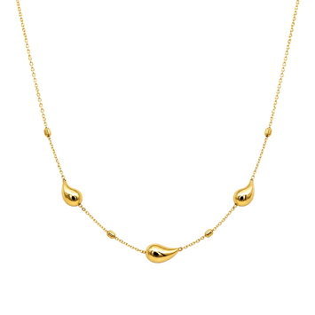 Real Gold 3 Teardrop Adjustable Size Necklace (40 + 5 = 45 C.M) 1679 N1489