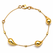 Real Gold 3 Teardrop with Textured Roller Adjustable Size Bracelet (16+3 = 19 C.M) 1679 BR1885