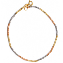 Real Gold 3-Color Luxury Textured Beads (1.55 MM) Wired Bracelet (19 cm) - Model 4065 BR1675