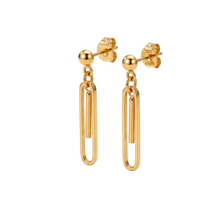 Real Gold Link Dangler Paper Single Clip Hanging Earring Set 1711 E1851