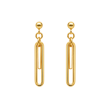 Real Gold Link Dangler Paper Single Clip Hanging Earring Set 1711 E1851