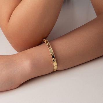 Real Gold Elegant Clover Stone Bangle GZJVN 0381 - (SIZE 16) BA1500