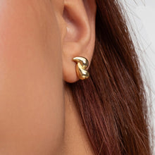 Real Gold Plain Double Teardrop Stud Earrings Set - Model 6898-28 E1933