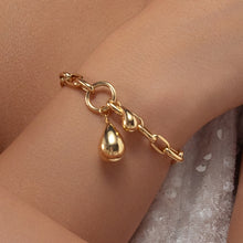 سوار من الذهب الحقيقي بتصميم دمعة وسلسلة ورقية (17سم)  3626 BR1784