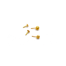 Real Gold 3 MM Round Studs with Long Screw Tops Ideal for Ear and Nose Piercings E1877