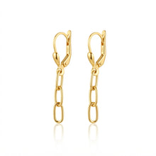 Real Gold Paperclip Chain Dangle Press Earrings Set 1944 E1983