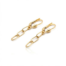 Real Gold Paperclip Chain Dangle Press Earrings Set 1944 E1983