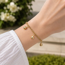 Real Gold 3 Teardrop Hanging with Link Chain Bracelet 1976 (17 C.M) BR1806