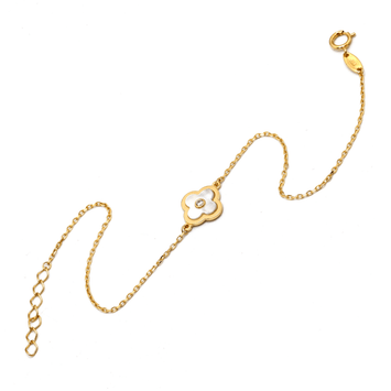 Real Gold Pearl White Stone Adjustable Bracelet (19 C.M) - Model GZJVN 1657 BR1679