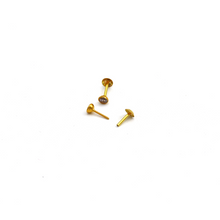 Real Gold 3 MM Stone Studs with Long Screw Tops Perfect for Ear and Nose Piercings E1898