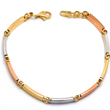 Real Gold 3-Color Maze Hoop Bracelet with Belt Chain Design (17 cm) - Model 1273 BR1682