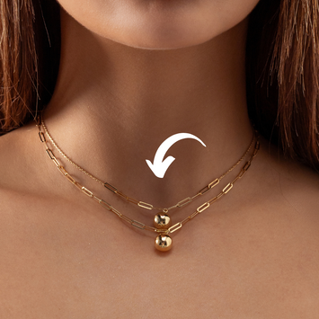 Real Gold 8 MM Ball Half Paper Clip Chain Adjustable Size Necklace (45 CM) 7790 N1394