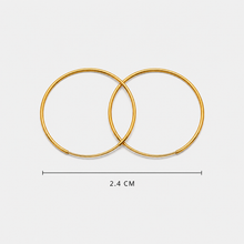 Real Gold Round Plain Loop Earrings Set (2.4 cm) - Model 0001/20/10M E1938