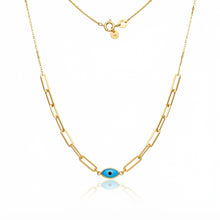 Real Gold Evil Eye Paperclip Chain Necklace (45 C.M) 2012 N1579