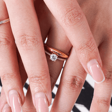 خاتم زفاف وخطوبة بحجر سوليتير من الذهب الحقيقي 
R2480 0255 (مقاس 10)