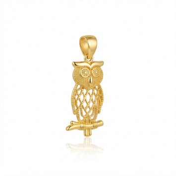 Real Gold Owl Branch Pendant 2103 P 2061
