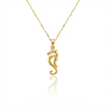 Real Gold Seahorse Necklace 2106 CWP 2062