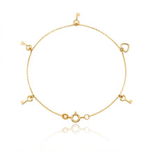 Real Gold Heart Key Charm Anklet (25 C.M) 2108 A1359