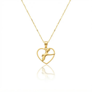 Real Gold Swallow Heart Necklace 2120 CWP 2060