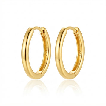 Real Gold Medium Huggie Hoop Earrings Set 2135 E1996