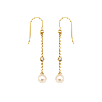 Real Gold Pearl Dangling with Stone Clip Earrings Set - Model 2225 E1958