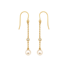 Real Gold Pearl Dangling with Stone Clip Earrings Set - Model 2225 E1958