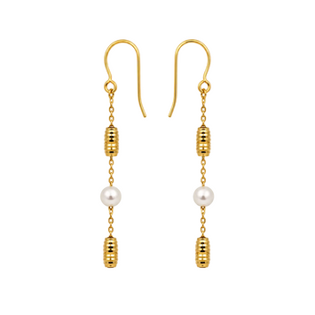 Real Gold Pearl Dangling with Balls Clip Earrings Set - Model 2229 E1957