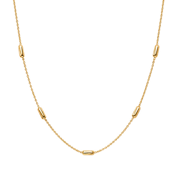Real Gold Textured Square Roller With 5 Beads Balls chain Adjustable Size Necklace (40+5 = 45 C.M) 2285 DC N1552