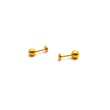 Real Gold 4 MM Round Studs with Long Screw Tops Ideal for Ear and Nose Piercings E1876