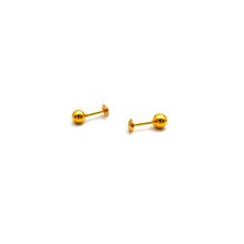 Real Gold 3 MM Round Studs with Long Screw Tops Ideal for Ear and Nose Piercings E1877